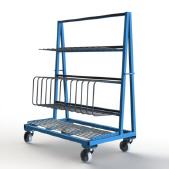 FGL-RW148-12N, Chariot pour le transport et le stockage de profilés verticaux et des vitres, panneaux, etc. , Carro para transporte y almacenamiento de los perfiles verticales y marco de vetana ,FGL Shelf cart forTransport and interim storage of frames and sashes and profiles, FGL Fächerwagen für Rahmenprofile, Rahmenwagen, www.lager-und-transporttechnik.info