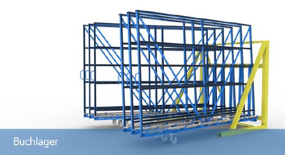 FGL swing storage for single glass and caps, sheets and elements - FGL Buchlager f�r Einzelgl�ser, Kisten und Caps - www.lager-und-transporttechnik.info