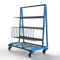 FGL-RW148-12N, Chariot pour le transport et le stockage de profilés verticaux et des vitres, panneaux, etc. , Carro para transporte y almacenamiento de los perfiles verticales y marco de vetana ,FGL Shelf cart forTransport and interim storage of frames and sashes and profiles, FGL Fächerwagen für Rahmenprofile, Rahmenwagen, www.lager-und-transporttechnik.info
