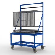 FGL-SBW-5010-H , FGL chariot porte penneaux et verre, carro para el transporte y el almacenaje de vidrios y paneles en las l�neas de ensamblaje, FGL Scheibensortierwagen, FGL Isolierglaswagen ,  FGL glass sorted trolley, www.lager-und-transporttechnik.info