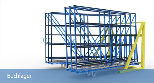 FGL swing storage for single glass and caps, sheets and elements - FGL Buchlager für Einzelgläser, Kisten und Caps - www.lager-und-transporttechnik.info