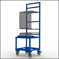 FGL-SBW-2510-H , FGL chariot porte penneaux et verre, carro para el transporte y el almacenaje de vidrios y paneles en las lneas de ensamblaje, FGL Scheibensortierwagen, FGL Isolierglaswagen , FGL glass sorted trolley,  www.lager-und-transporttechnik.info