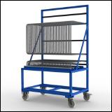 FGL-SBW-5010-H , FGL chariot porte penneaux et verre, carro para el transporte y el almacenaje de vidrios y paneles en las líneas de ensamblaje, FGL Scheibensortierwagen, FGL Isolierglaswagen ,  FGL glass sorted trolley, www.lager-und-transporttechnik.info